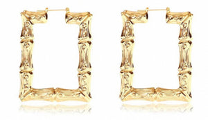 Rectangle Shaped Bamboo Earrings