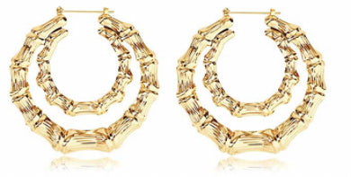 Double Hoop Shaped Bamboo Earrings